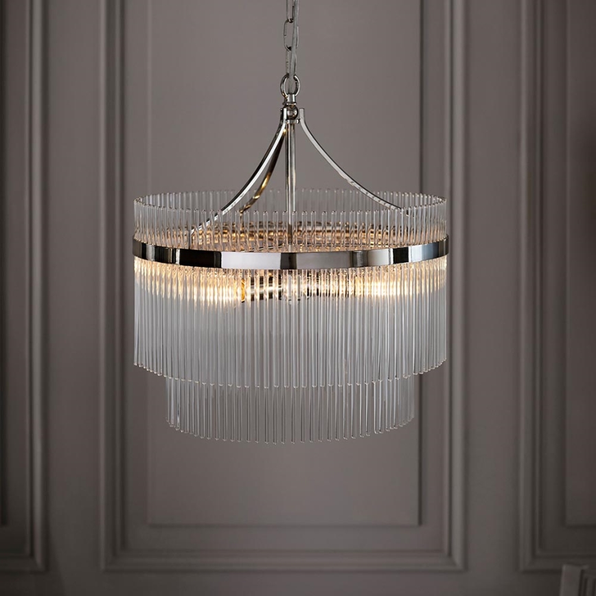 Endon 104112 - Lustra uz ķēdes MARIETTA 5xE14/7W/230V spīdīgs hroms/caurspīdīgs