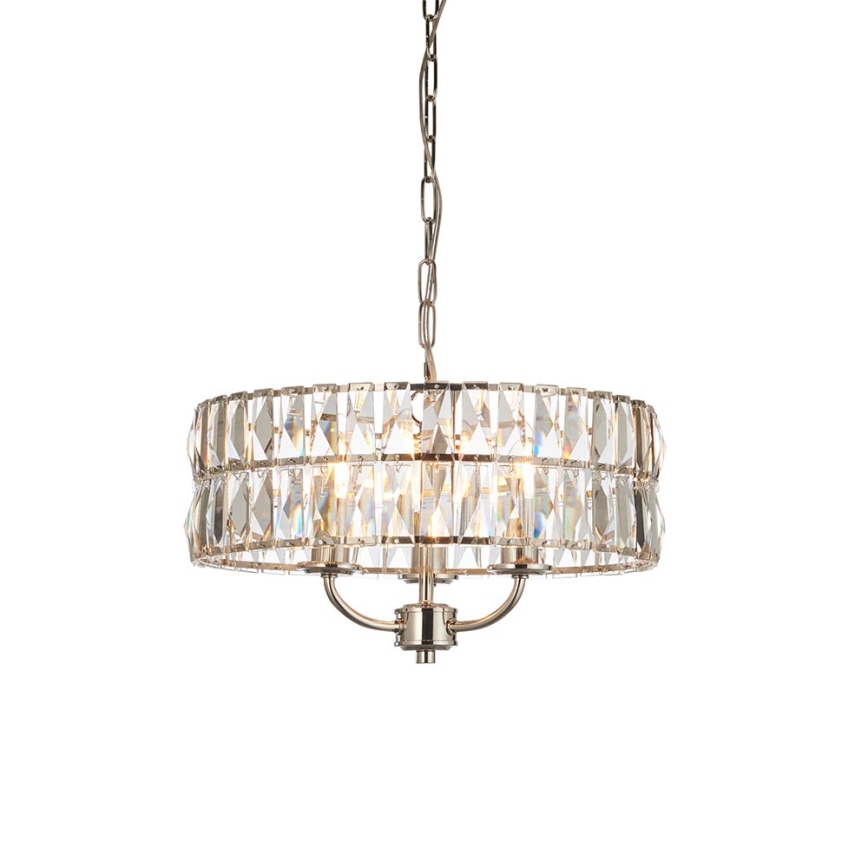 Endon 104466 - Lustra ar ķēdi CLIFTON 3xE14/6W/230V spīdīgi hromēts/caurspīdīga d. 38,5 cm