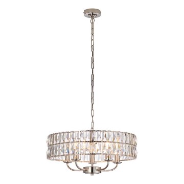 Endon 104467 - Lustra ar ķēdi CLIFTON 5xE14/6W/230V spīdīgi hromēts/caurspīdīga