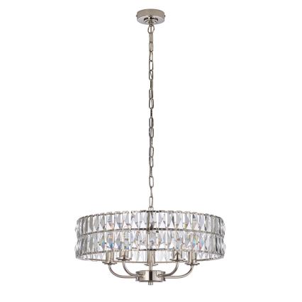 Endon 104467 - Lustra ar ķēdi CLIFTON 5xE14/6W/230V spīdīgi hromēts/caurspīdīga d. 50,5 cm