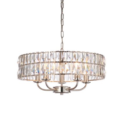 Endon 104467 - Lustra ar ķēdi CLIFTON 5xE14/6W/230V spīdīgi hromēts/caurspīdīga d. 50,5 cm