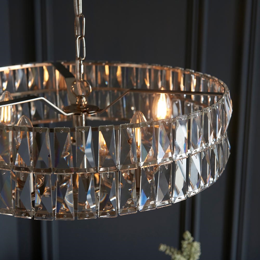 Endon 104467 - Lustra ar ķēdi CLIFTON 5xE14/6W/230V spīdīgi hromēts/caurspīdīga d. 50,5 cm