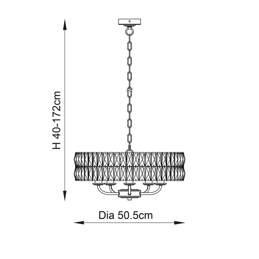 Endon 104467 - Lustra ar ķēdi CLIFTON 5xE14/6W/230V spīdīgi hromēts/caurspīdīga d. 50,5 cm