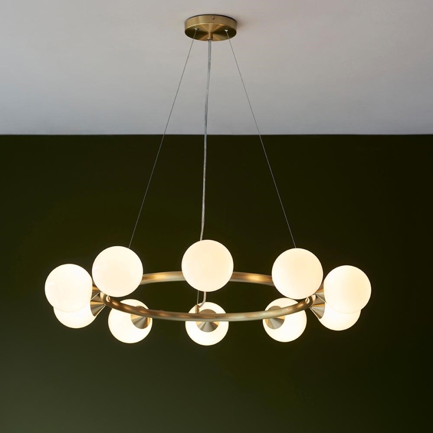 Endon 106008 - Griestu lustra uz kabeļa OTIS 10xG9/3W/230V, zelta krāsā