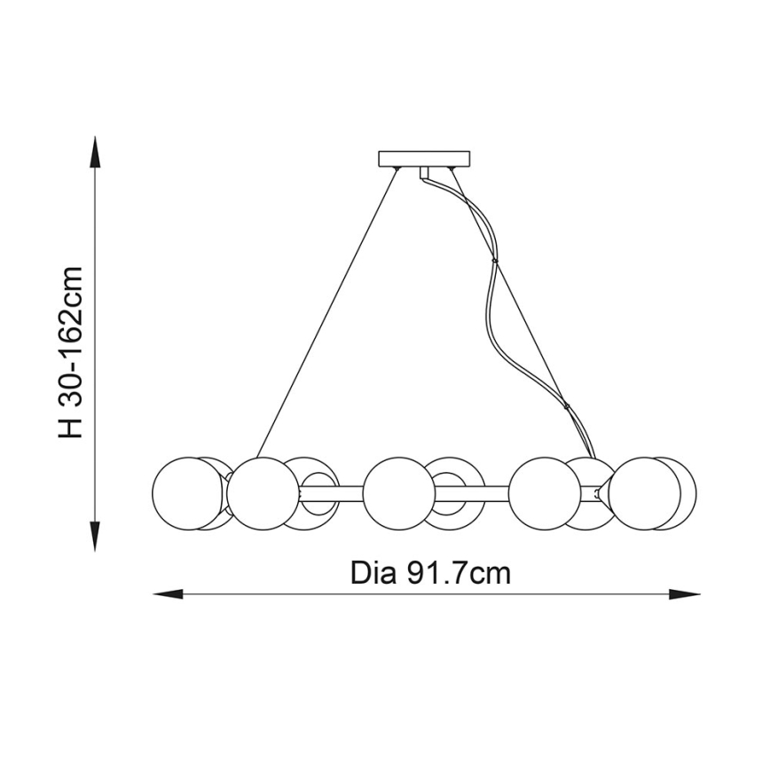 Endon 106008 - Griestu lustra uz kabeļa OTIS 10xG9/3W/230V, zelta krāsā