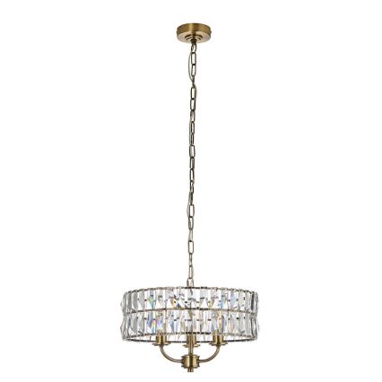 Endon 106243 - Lustra uz ķēdes CLIFTON 3xE14/6W/230V Ø 38,5 cm misiņš/caurspīdīgs