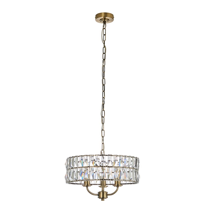 Endon 106243 - Lustra uz ķēdes CLIFTON 3xE14/6W/230V Ø 38,5 cm misiņš/caurspīdīgs