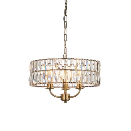 Endon 106243 - Lustra uz ķēdes CLIFTON 3xE14/6W/230V Ø 38,5 cm misiņš/caurspīdīgs