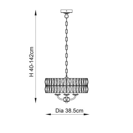 Endon 106243 - Lustra uz ķēdes CLIFTON 3xE14/6W/230V Ø 38,5 cm misiņš/caurspīdīgs