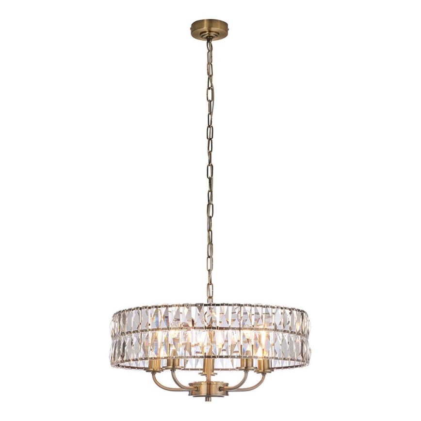 Endon 106244 - Lustra ar ķēdi CLIFTON 5xE14/6W/230V misiņš/skaidrs stikls