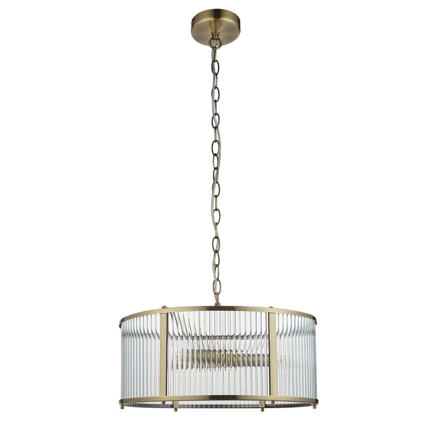 Endon 106282 - Pakaramā lustra RIDGETON ar ķēdi, 3xE14/6W/230V, misiņš