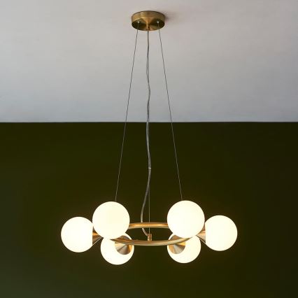 Endon 106390 - pakaramā lustra OTIS uz vada 6xG9/3W/230V, zelta krāsā