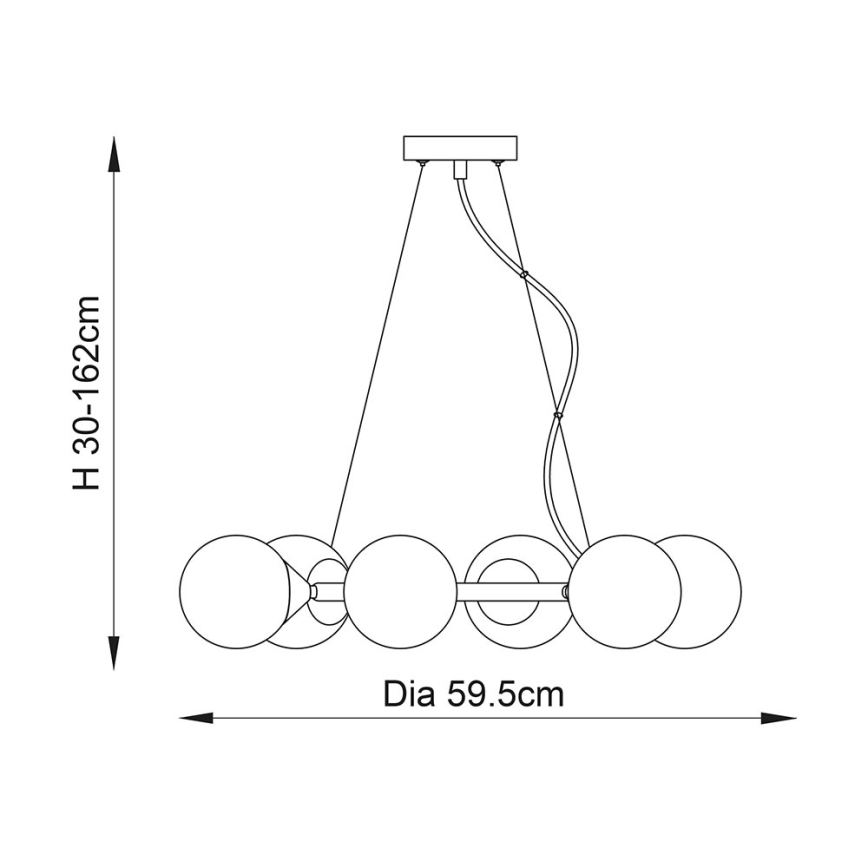Endon 106390 - pakaramā lustra OTIS uz vada 6xG9/3W/230V, zelta krāsā