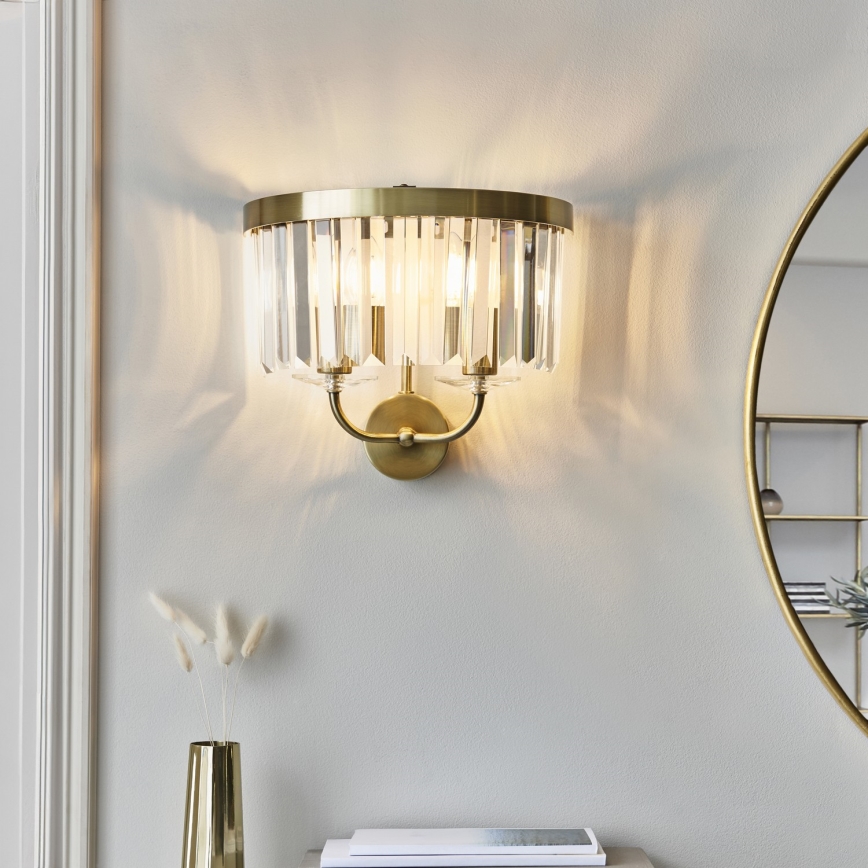 Endon 106450 - Sienas lampa CHESTERFIELD 2xE14/6W/230V misiņš