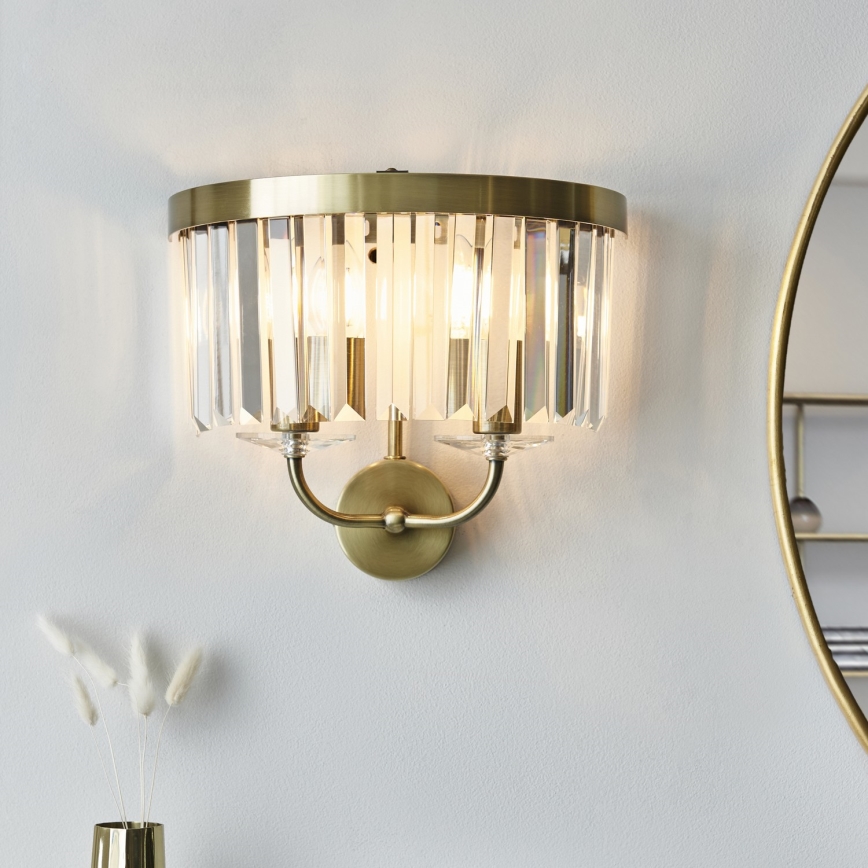 Endon 106450 - Sienas lampa CHESTERFIELD 2xE14/6W/230V misiņš