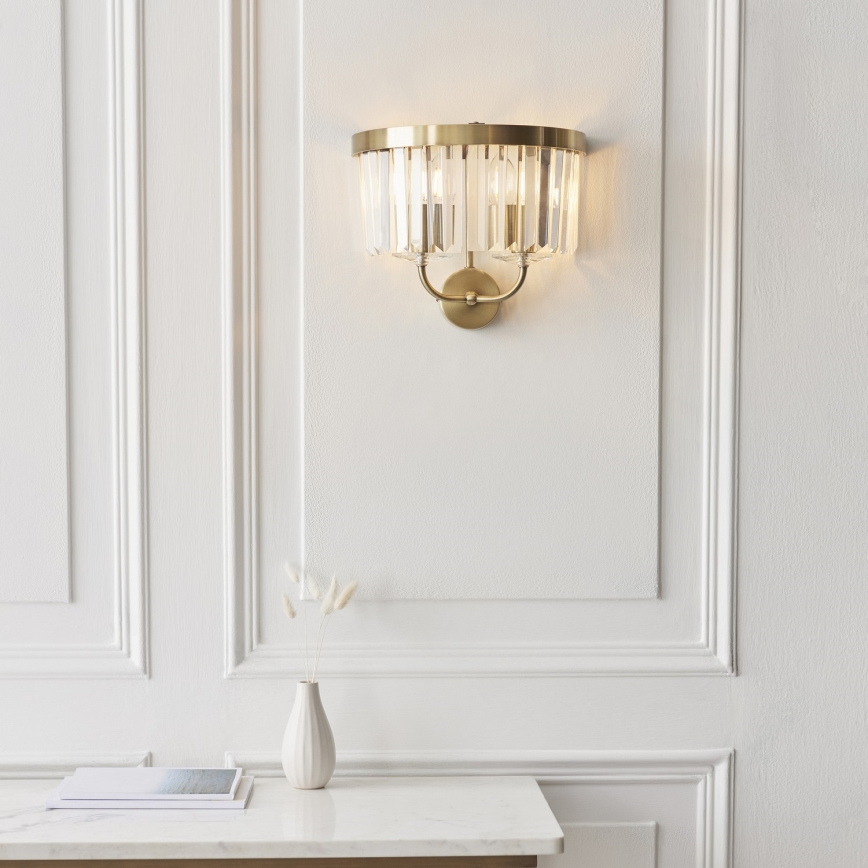 Endon 106450 - Sienas lampa CHESTERFIELD 2xE14/6W/230V misiņš