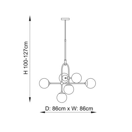 Endon 106661 - ONTARIO lustra ar kātu 6xE14/7W/230V melna/dūmakaina melna