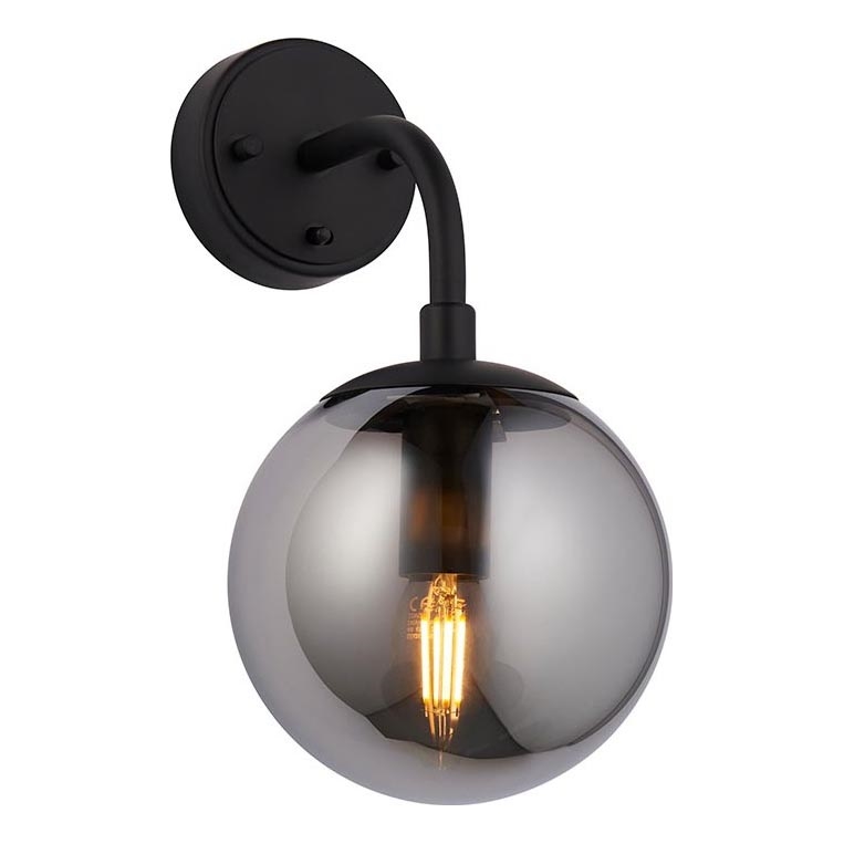Endon 106664 - Sienas lampa ONTARIO 1xE14/7W/230V melna/dūmakains