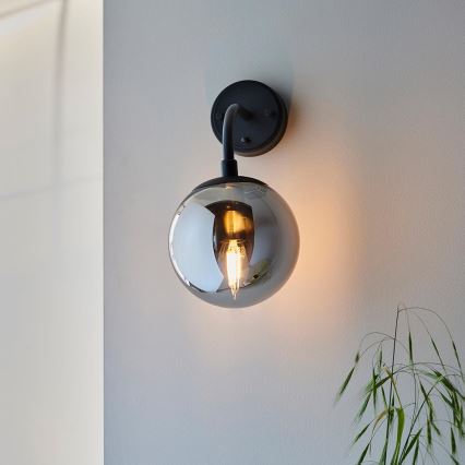 Endon 106664 - Sienas lampa ONTARIO 1xE14/7W/230V melna/dūmakains