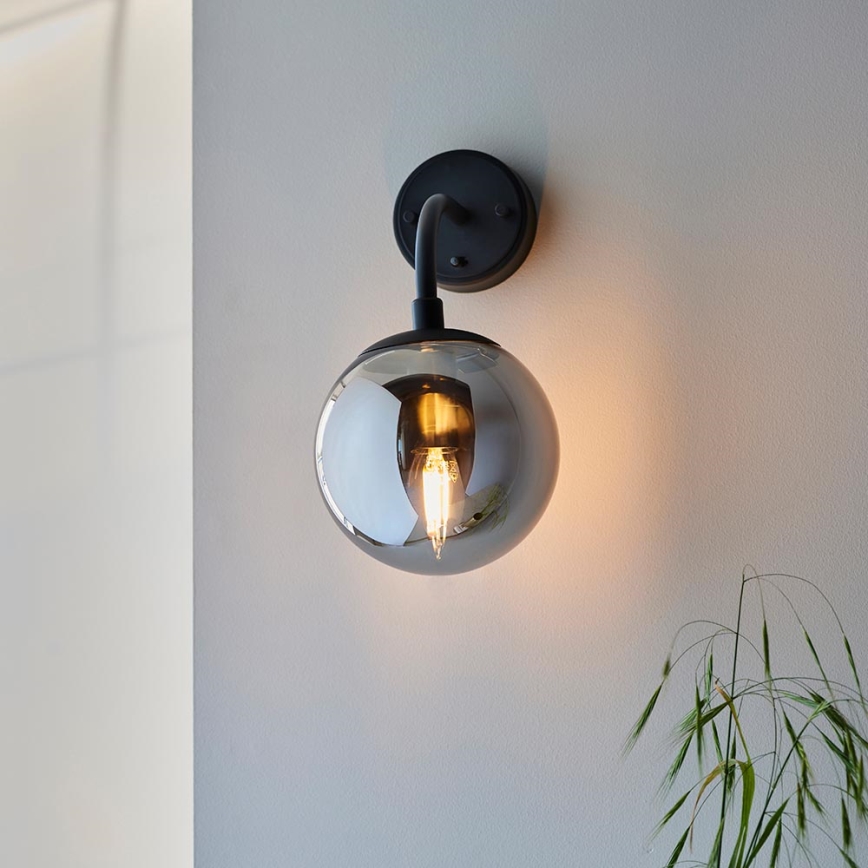 Endon 106664 - Sienas lampa ONTARIO 1xE14/7W/230V melna/dūmakains