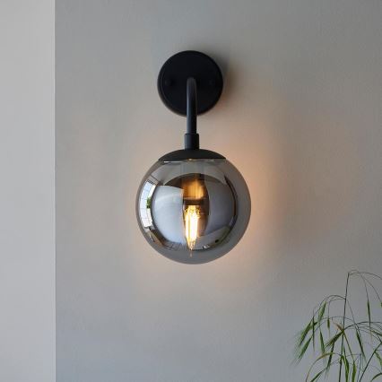 Endon 106664 - Sienas lampa ONTARIO 1xE14/7W/230V melna/dūmakains