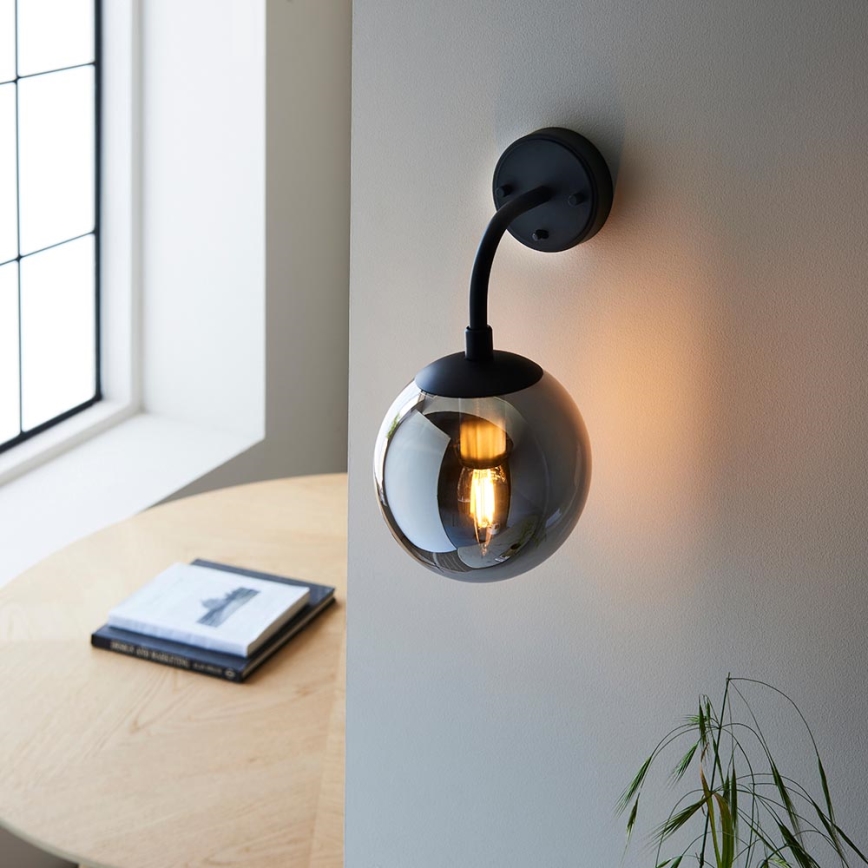 Endon 106664 - Sienas lampa ONTARIO 1xE14/7W/230V melna/dūmakains