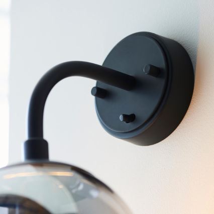 Endon 106664 - Sienas lampa ONTARIO 1xE14/7W/230V melna/dūmakains