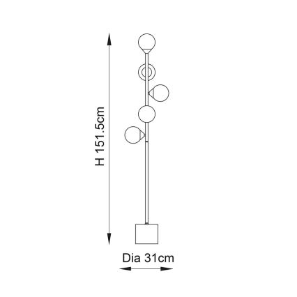 Endon 106756 - Grīdas lampa OTIS 5xG9/3W/230V zelta