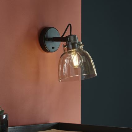 Endon 107011 - Sienas spota lampa URBAN 1xE27/10W/230V melna/dūmakaini melna