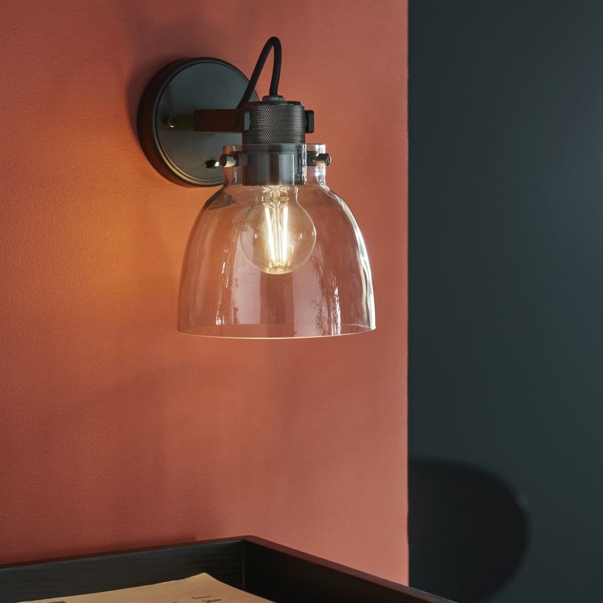 Endon 107011 - Sienas spota lampa URBAN 1xE27/10W/230V melna/dūmakaini melna