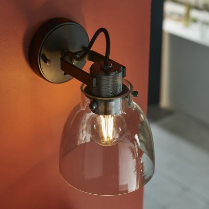 Endon 107011 - Sienas spota lampa URBAN 1xE27/10W/230V melna/dūmakaini melna