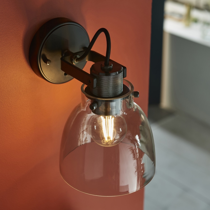 Endon 107011 - Sienas spota lampa URBAN 1xE27/10W/230V melna/dūmakaini melna