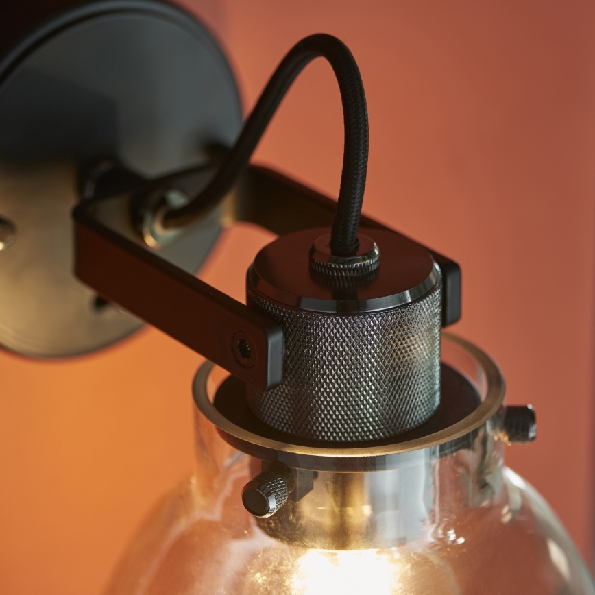Endon 107011 - Sienas spota lampa URBAN 1xE27/10W/230V melna/dūmakaini melna
