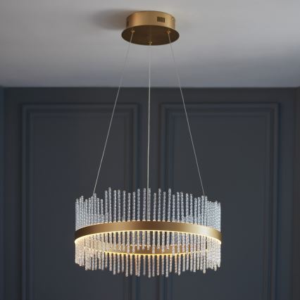 Endon 107671 - LED Aptumšojama lustra ar auklu ADRIEL LED/41W/230V 3000K d. 51 cm zelta/caurspīdīga
