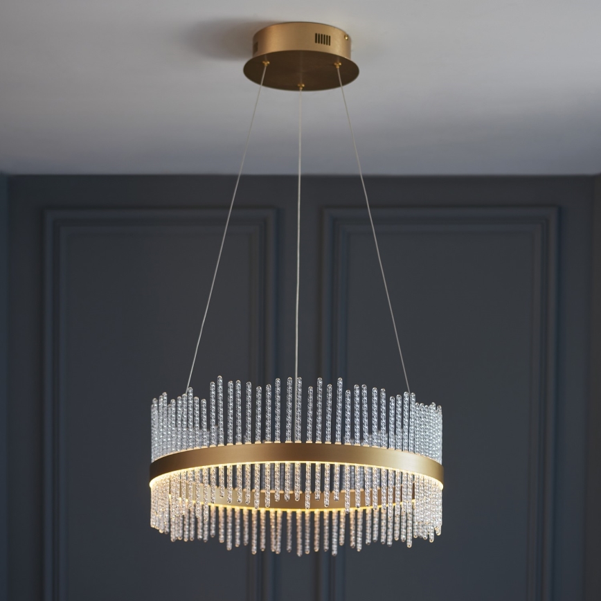 Endon 107671 - LED Aptumšojama lustra ar auklu ADRIEL LED/41W/230V 3000K d. 51 cm zelta/caurspīdīga