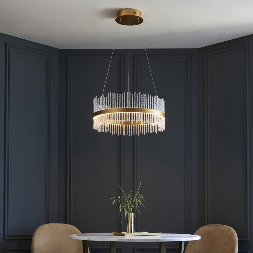 Endon 107671 - LED Aptumšojama lustra ar auklu ADRIEL LED/41W/230V 3000K d. 51 cm zelta/caurspīdīga