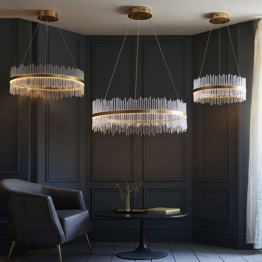 Endon 107671 - LED Aptumšojama lustra ar auklu ADRIEL LED/41W/230V 3000K d. 51 cm zelta/caurspīdīga
