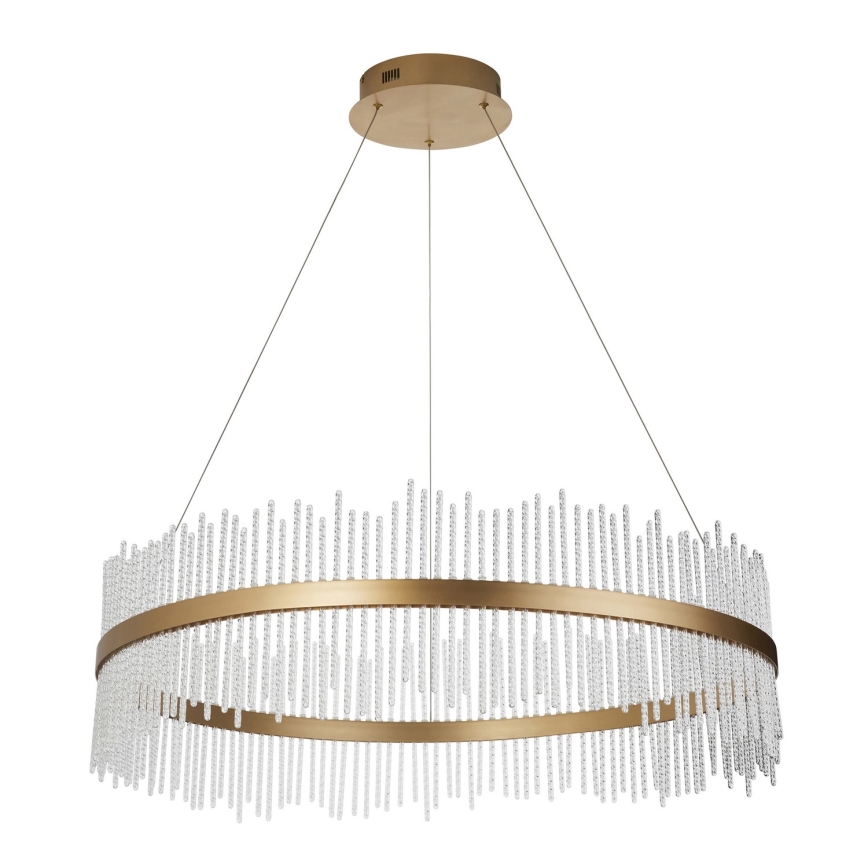 Endon 107672 - LED regulējama lustra uz troses ADRIEL LED/83W/230V 3000K Ø 89 cm zelta/caurspīdīga