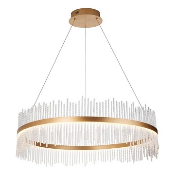 Endon 107672 - LED regulējama lustra uz troses ADRIEL LED/83W/230V 3000K Ø 89 cm zelta/caurspīdīga