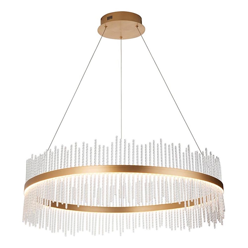 Endon 107672 - LED regulējama lustra uz troses ADRIEL LED/83W/230V 3000K Ø 89 cm zelta/caurspīdīga