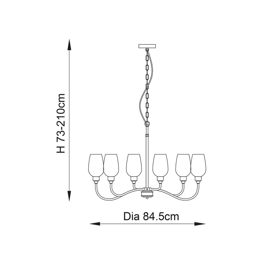 Endon 107791 - Lustra uz ķēdes 6xE14/6W/230V misiņš