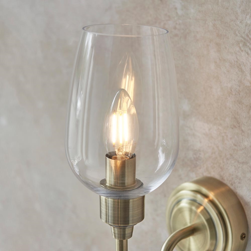 Endon 107792 - Sienas lampa STOURTON 1xE14/6W/230V misiņš