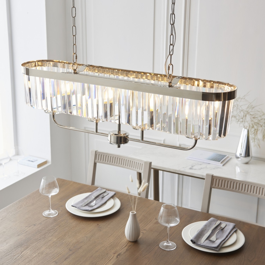 Endon 109058 - eleganta ķēdē pakaramā lustra 4xE14/6W/230V, spīdīgs hroms