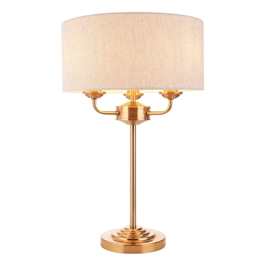 Endon 110721 - Galda lampa HIGHCLERE 3xE14/18W/230V bēša/misiņš