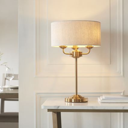 Endon 110721 - Galda lampa HIGHCLERE 3xE14/18W/230V bēša/misiņš