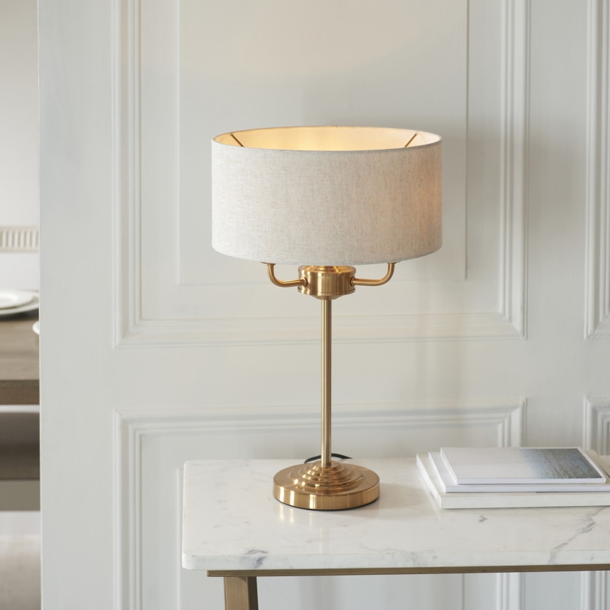 Endon 110721 - Galda lampa HIGHCLERE 3xE14/18W/230V bēša/misiņš