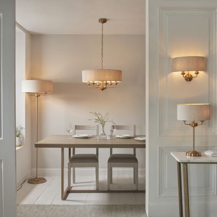 Endon 110721 - Galda lampa HIGHCLERE 3xE14/18W/230V bēša/misiņš