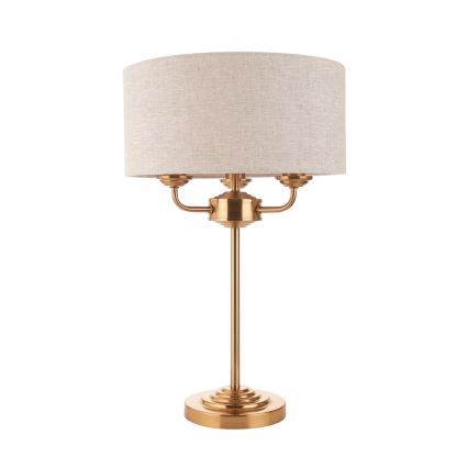 Endon 110721 - Galda lampa HIGHCLERE 3xE14/18W/230V bēša/misiņš