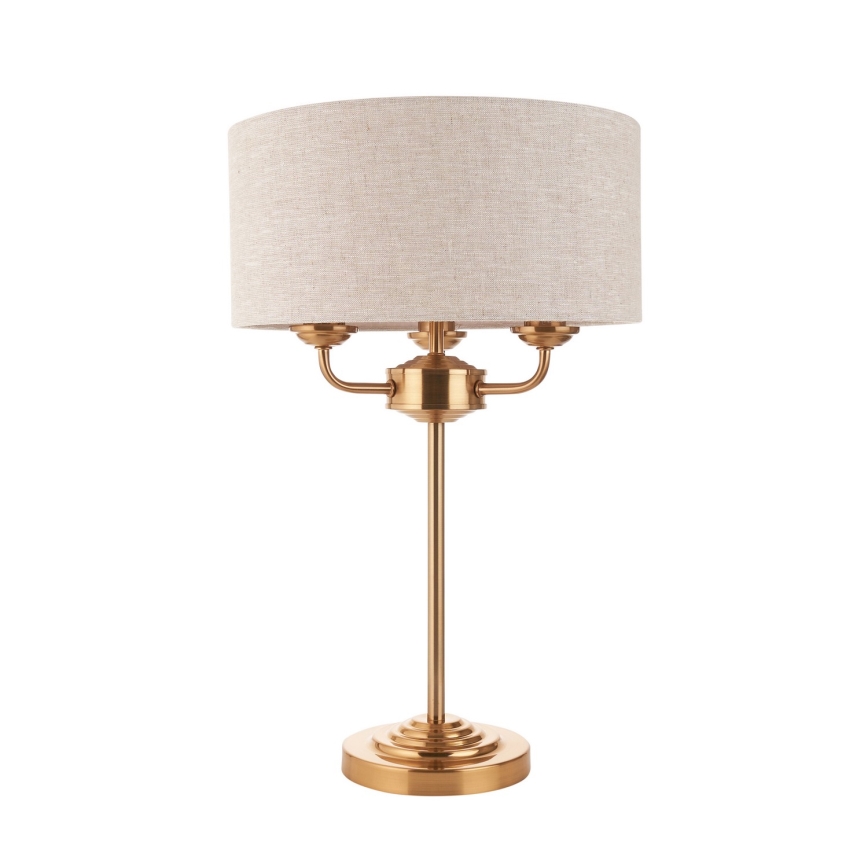 Endon 110721 - Galda lampa HIGHCLERE 3xE14/18W/230V bēša/misiņš