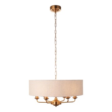 Endon 110722 - Lustra ar ķēdi HIGHCLERE 6xE14/6W/230V bēša/misiņš d. 55 cm